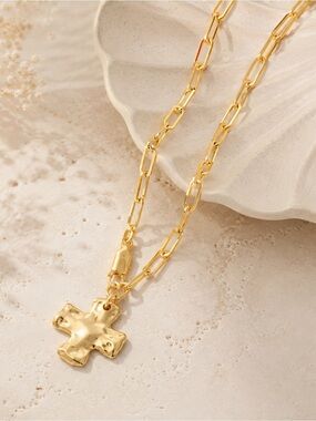 Gold Cross Pendant Chain Necklace - Women's Jewelry 14K💛